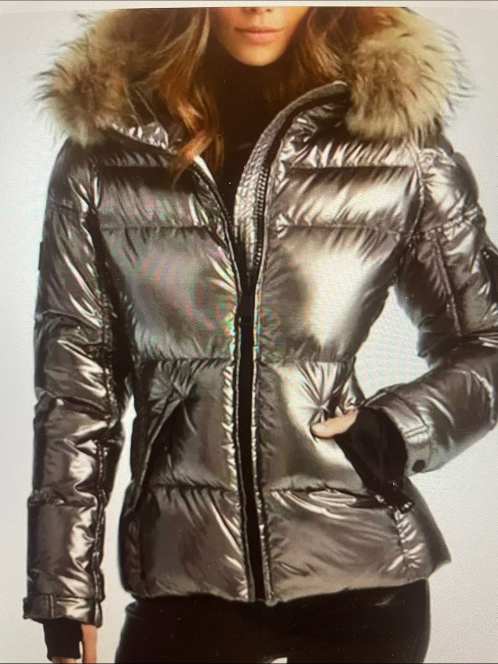 SAM pyrite metallic freestyle puffer coat sz L